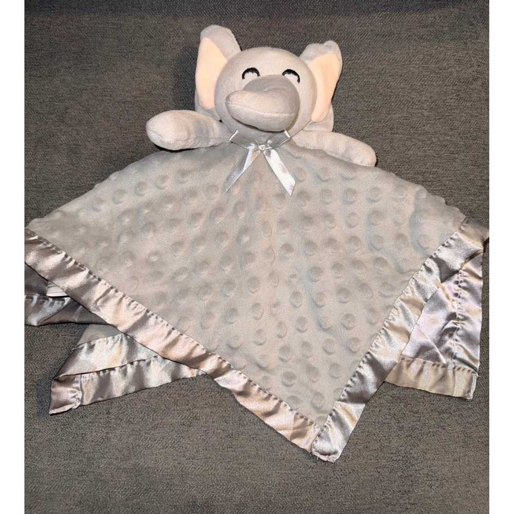 Pro Goleem Elephant Security Blanket Unisex 16x16 Gray Minky Satin Lovey Huggie